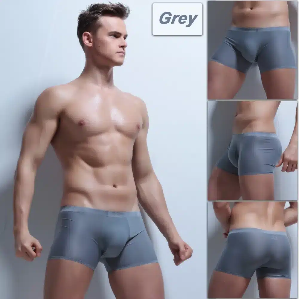 Ice Silk Boxer Sexy Men Transparent Men Underwear Low waist Slip Homme 3XL Cuecas Boxers See Through Mens Underwear Boxers Brand 23
