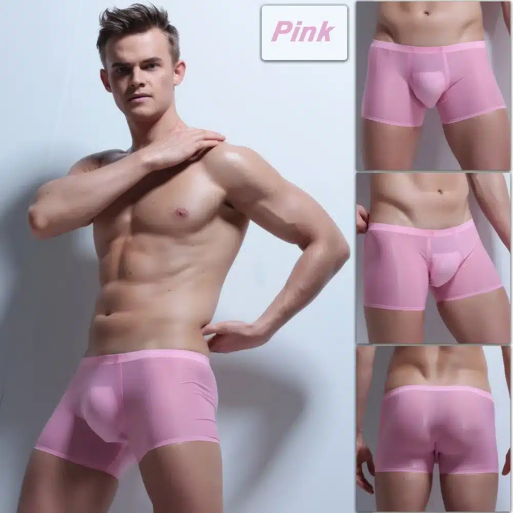 Ice Silk Boxer Sexy Men Transparent Men Underwear Low waist Slip Homme 3XL Cuecas Boxers See Through Mens Underwear Boxers Brand 25