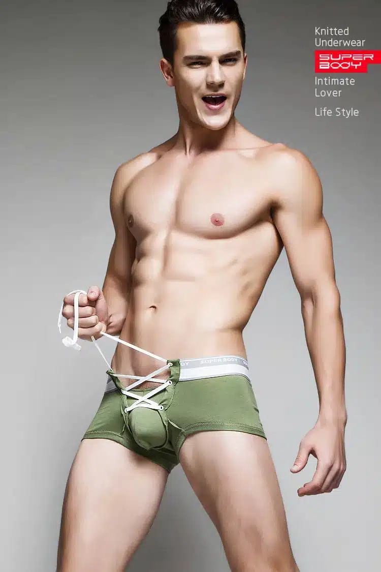 SUPERBODY Brand Men's Cotton Sexy Underwear Men Boxer Shorts 2016 New Drawstring Penis Pouch Designed Gay Underwear Boxers 14