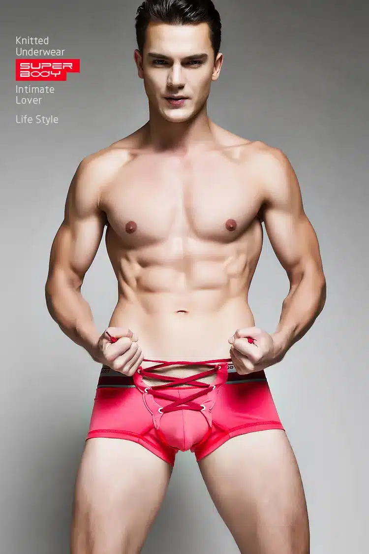 SUPERBODY Brand Men's Cotton Sexy Underwear Men Boxer Shorts 2016 New Drawstring Penis Pouch Designed Gay Underwear Boxers 16