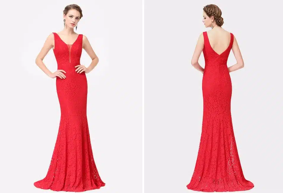 Lace Mermaid Prom Dresses Long 2017 Ever Pretty EP08838 Fashion Small Train Sexy Trumpet V-Neck Elegant Prom Dresses 16