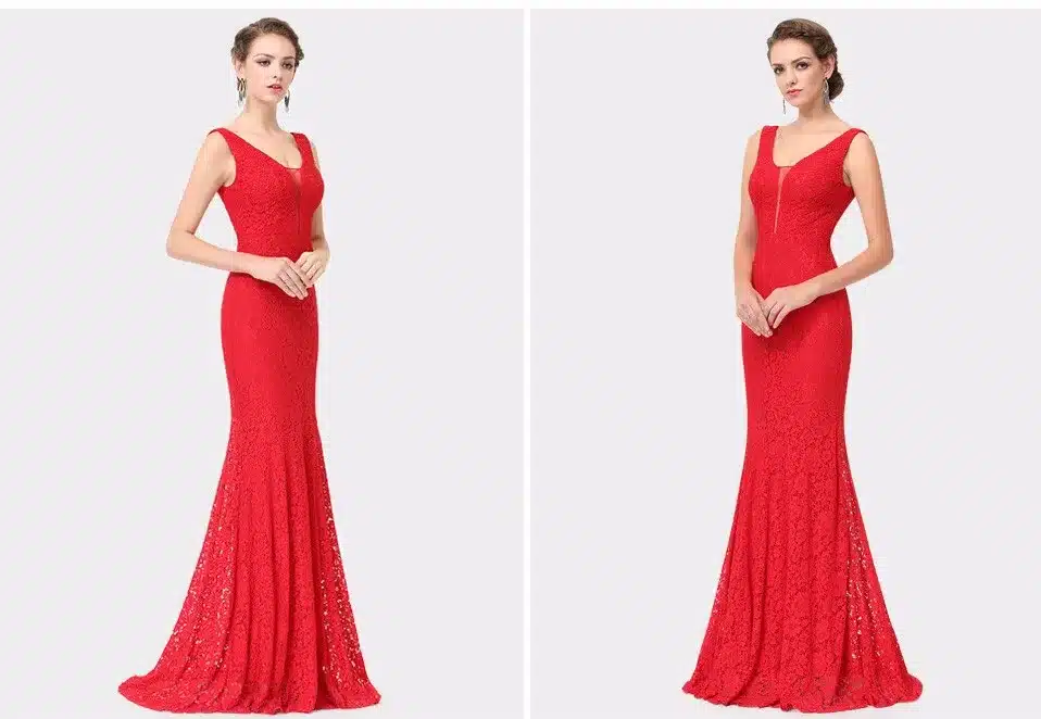 Lace Mermaid Prom Dresses Long 2017 Ever Pretty EP08838 Fashion Small Train Sexy Trumpet V-Neck Elegant Prom Dresses 17
