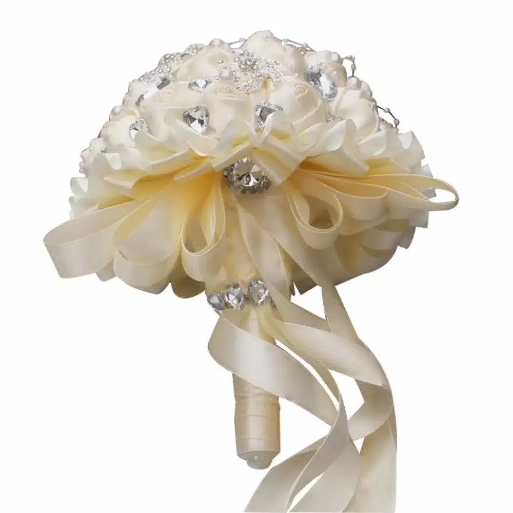 Best Selling Ivory Cream Brooch Bouquet Wedding Bouquet de mariage Polyester Wedding Bouquets Pearl Flowers buque de noiva PL001 32