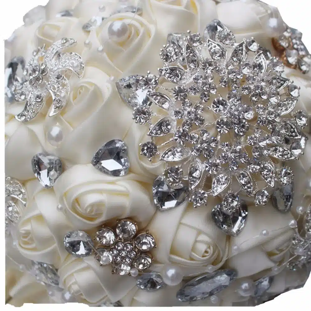 Best Selling Ivory Cream Brooch Bouquet Wedding Bouquet de mariage Polyester Wedding Bouquets Pearl Flowers buque de noiva PL001 36