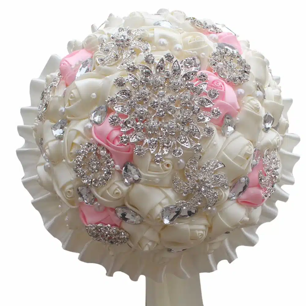 Best Selling Ivory Cream Brooch Bouquet Wedding Bouquet de mariage Polyester Wedding Bouquets Pearl Flowers buque de noiva PL001 47