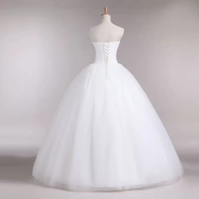 VENSANAC 2017 New A Line Lace Sweetheart Off the shoulder Sleeveless White Satin Bridal Wedding Dress Wedding Gown 30335 11