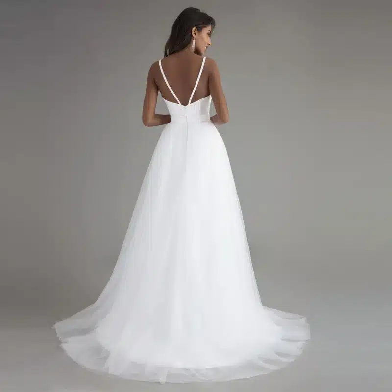 LORIE Beach Wedding Dress With Spaghetti Straps 2017 Vintage Lace Top Sexy Bridal Dresses Custom Made Robe de mariee 4