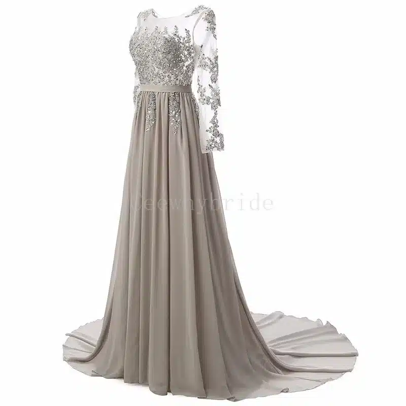 Full Sleeve Floor Length Sexy Backless Evening Dress Long Bride Banquet Elegant Pleated Court Train Prom Dress Robe de Soiree 15