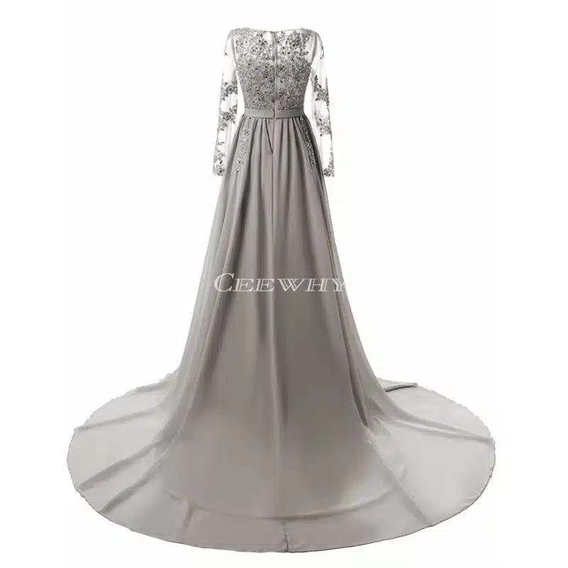 Full Sleeve Floor Length Sexy Backless Evening Dress Long Bride Banquet Elegant Pleated Court Train Prom Dress Robe de Soiree 20