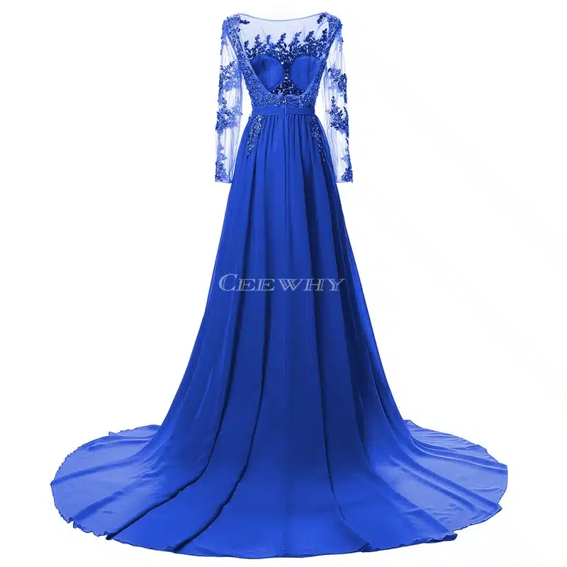 Full Sleeve Floor Length Sexy Backless Evening Dress Long Bride Banquet Elegant Pleated Court Train Prom Dress Robe de Soiree 21