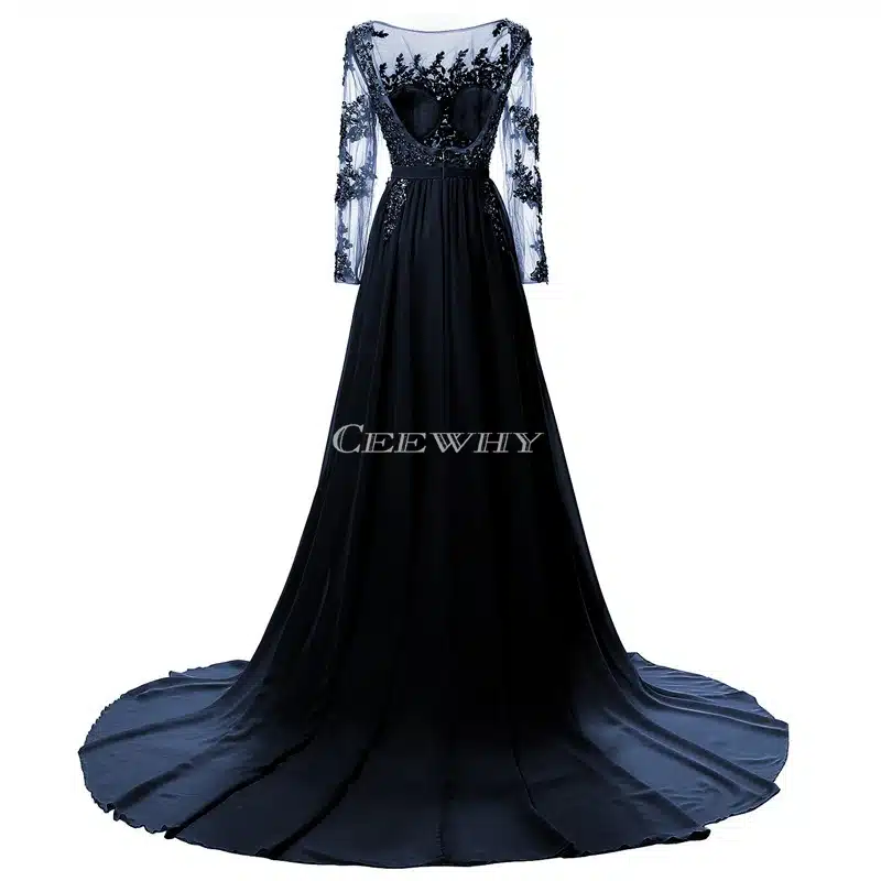 Full Sleeve Floor Length Sexy Backless Evening Dress Long Bride Banquet Elegant Pleated Court Train Prom Dress Robe de Soiree 23