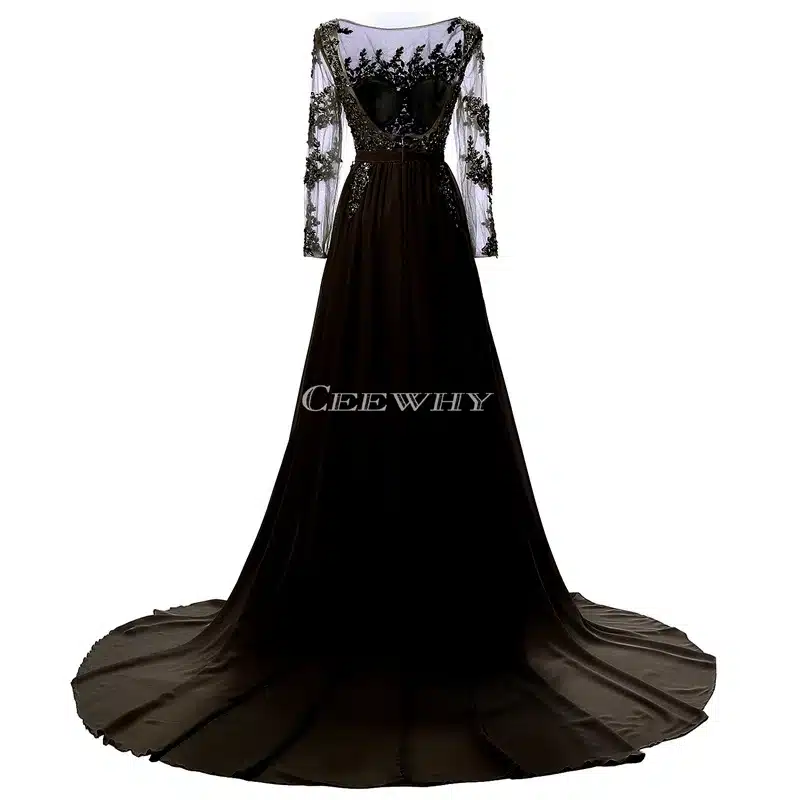 Full Sleeve Floor Length Sexy Backless Evening Dress Long Bride Banquet Elegant Pleated Court Train Prom Dress Robe de Soiree 25