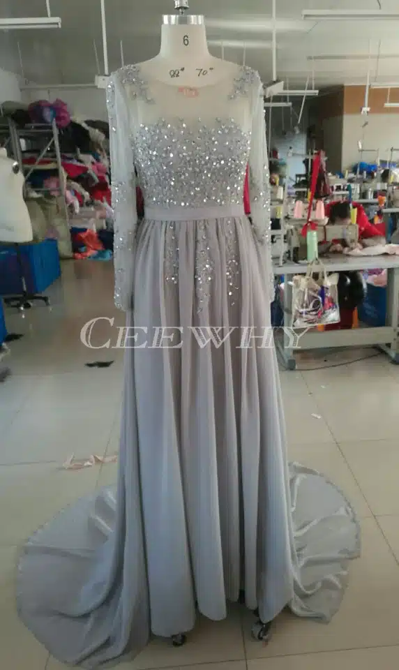 Full Sleeve Floor Length Sexy Backless Evening Dress Long Bride Banquet Elegant Pleated Court Train Prom Dress Robe de Soiree 33
