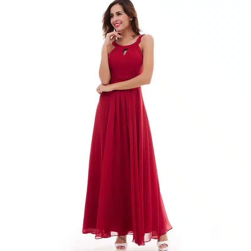Tanpell scoop evening dress chiffon red sleeveless ruched floor length dress 2017 pink draped zipper up party long evening dress 10