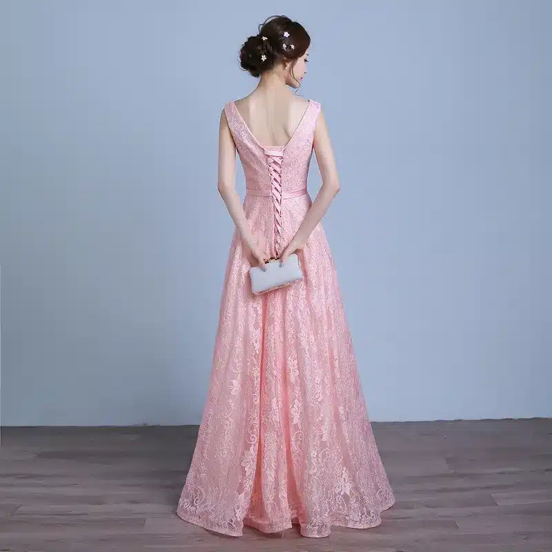 Real Photo Women Long Formal Prom Gown V Neck Lace Evening Dresses 2017 13