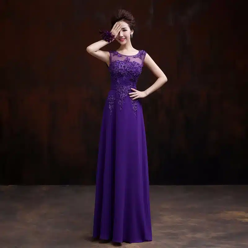Chiffon Pearls Embroidery Sleeveless Women Formal Gowns Wedding Party Dresses Elegant Long Red A-Line Bridesmaid Dresses 16