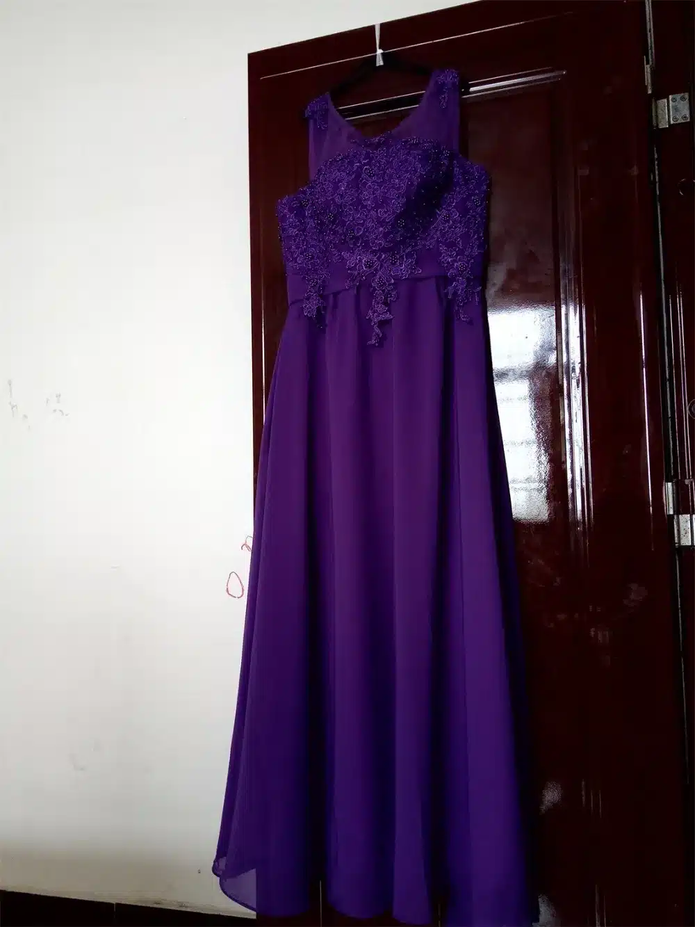 Chiffon Pearls Embroidery Sleeveless Women Formal Gowns Wedding Party Dresses Elegant Long Red A-Line Bridesmaid Dresses 26