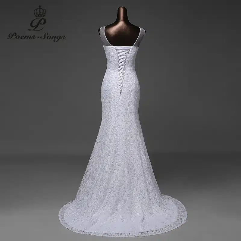 Free shipping Custom beautiful lace flowers mermaid Wedding Dresses vestidos de noiva robe de mariage ball gown Bridal gown 7