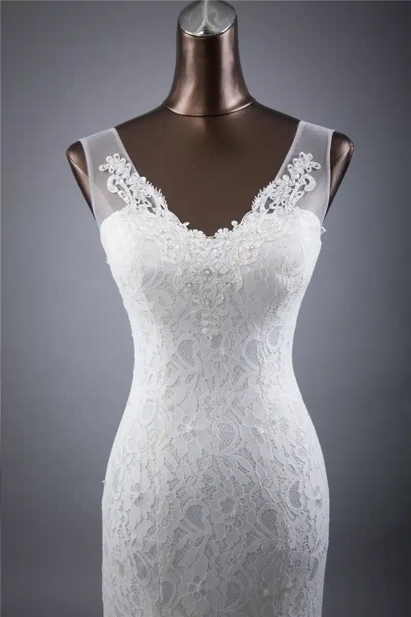 Free shipping Custom beautiful lace flowers mermaid Wedding Dresses vestidos de noiva robe de mariage ball gown Bridal gown 9
