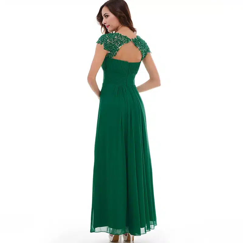 Tanpell long evening dress hunter scoop lace appliques cap sleeves a line floor length dress lady prom formal long evening gown 9