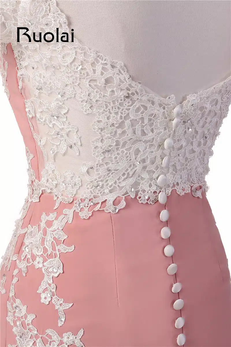 2017 Hot Sale Custom Made Pink Lace Appliques Off the Shoulder Long Mermaid Bridesmaid Dresses Maid Of Honor For Wedding Party 17