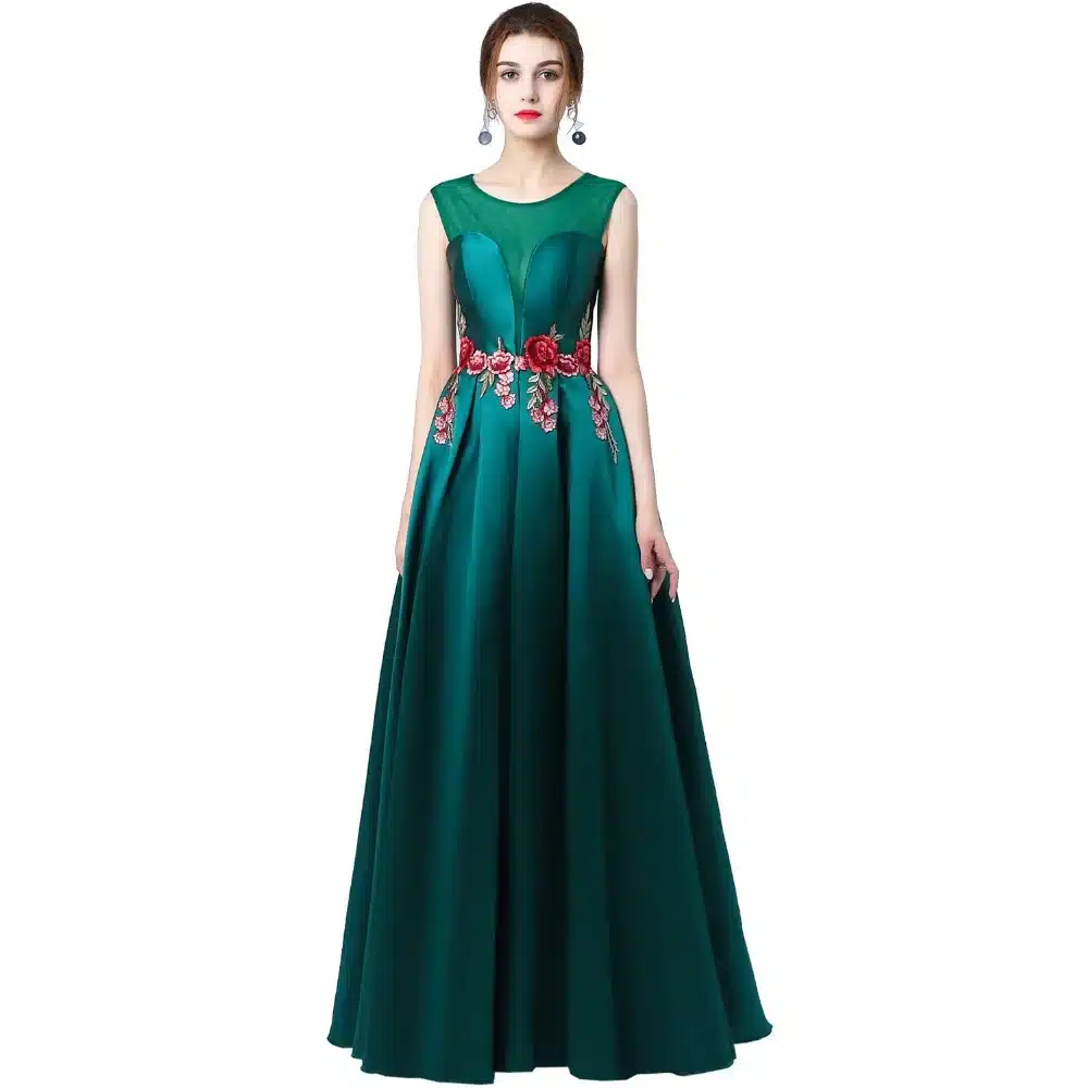 Suosikki New Prom Dress Long vestidos de festa A-line Flower cap sleeve Formal Evening Party Gown Free Shipping Robe de soiree 11