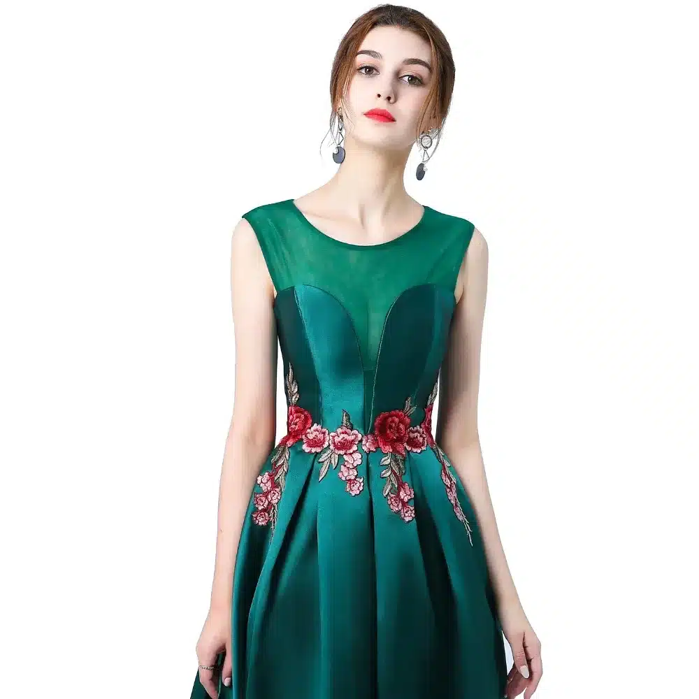 Suosikki New Prom Dress Long vestidos de festa A-line Flower cap sleeve Formal Evening Party Gown Free Shipping Robe de soiree 14