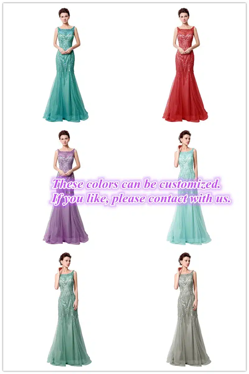 Vintage Blush Luxury Beading Mermaid Evening Dresses 2017 Long Illusion Tulle Rhinestone Women Maxi Prom Party Gowns LX029 10