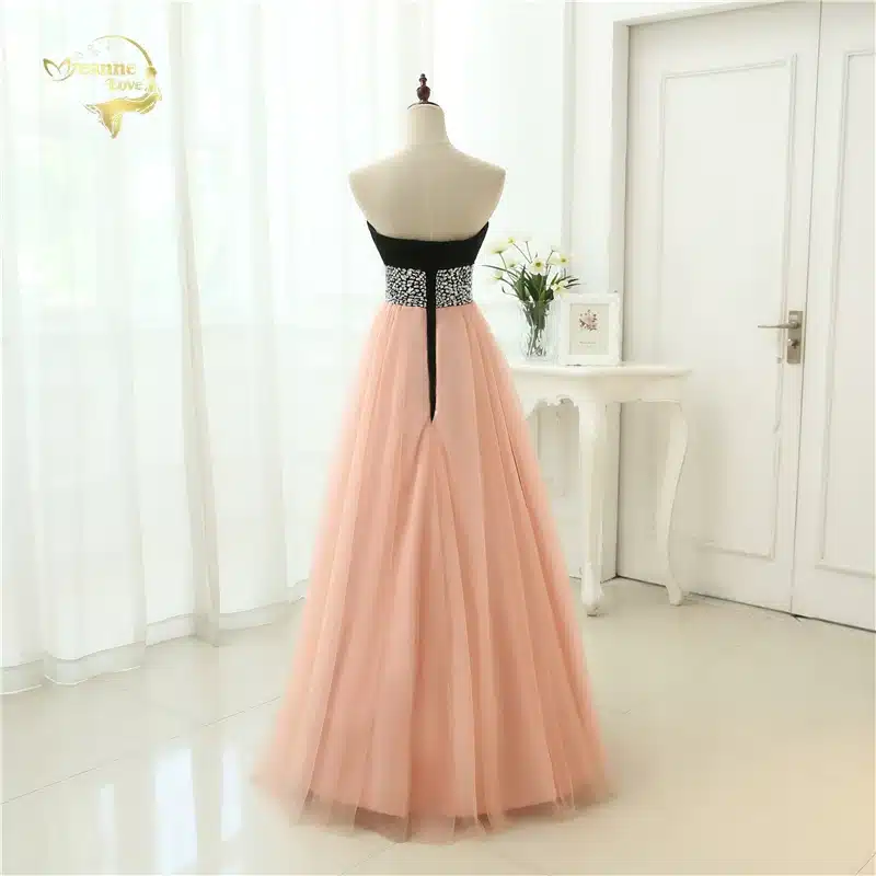 Sexy Low Cut Prom Gown Vestidos Sweetheart Beading Crystal Tulle Evening Gown A Line Formal Long Evening Dresses 2017 OL3356 11