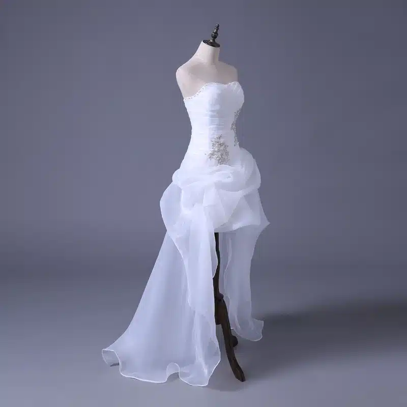 BANVASAC 2017 New A Line Sleeveless Court Train White Satin Bridal Wedding Dress Wedding Gown Vestido De Noiva W0030 3