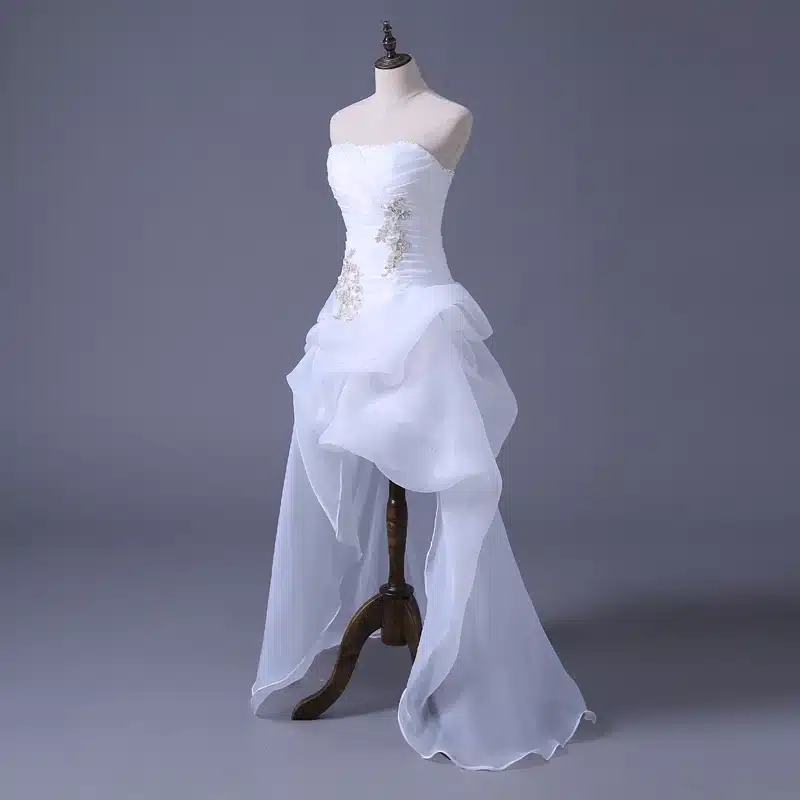 BANVASAC 2017 New A Line Sleeveless Court Train White Satin Bridal Wedding Dress Wedding Gown Vestido De Noiva W0030 4