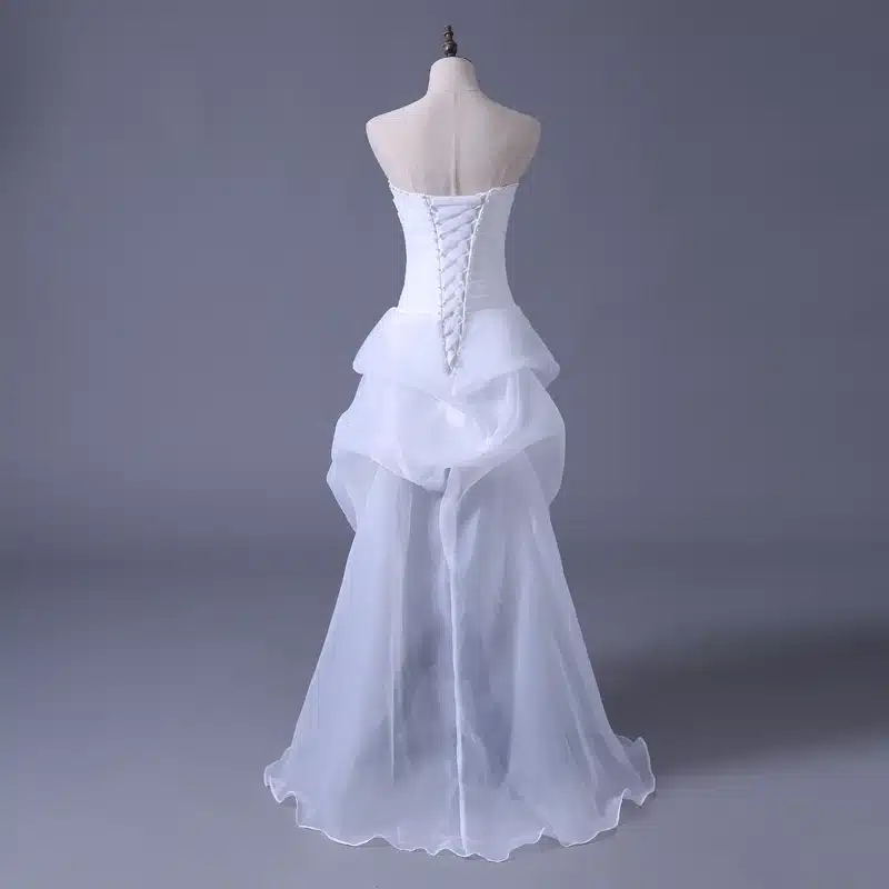 BANVASAC 2017 New A Line Sleeveless Court Train White Satin Bridal Wedding Dress Wedding Gown Vestido De Noiva W0030 6