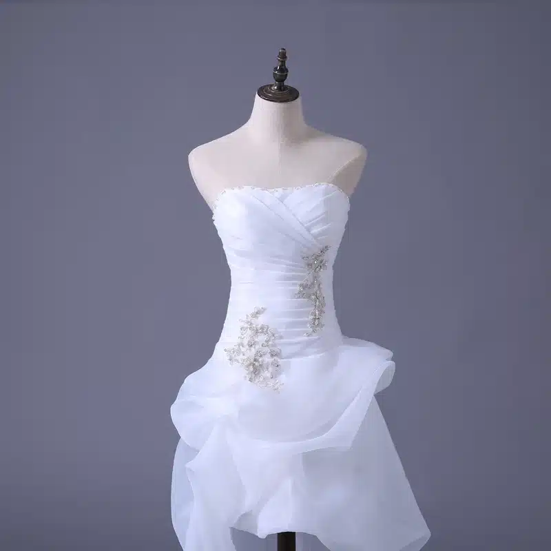 BANVASAC 2017 New A Line Sleeveless Court Train White Satin Bridal Wedding Dress Wedding Gown Vestido De Noiva W0030 7