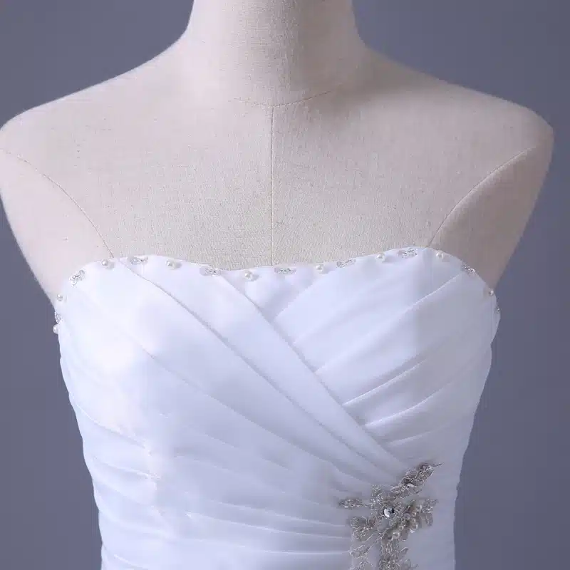 BANVASAC 2017 New A Line Sleeveless Court Train White Satin Bridal Wedding Dress Wedding Gown Vestido De Noiva W0030 8