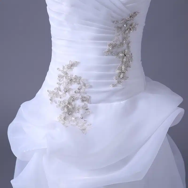 BANVASAC 2017 New A Line Sleeveless Court Train White Satin Bridal Wedding Dress Wedding Gown Vestido De Noiva W0030 10