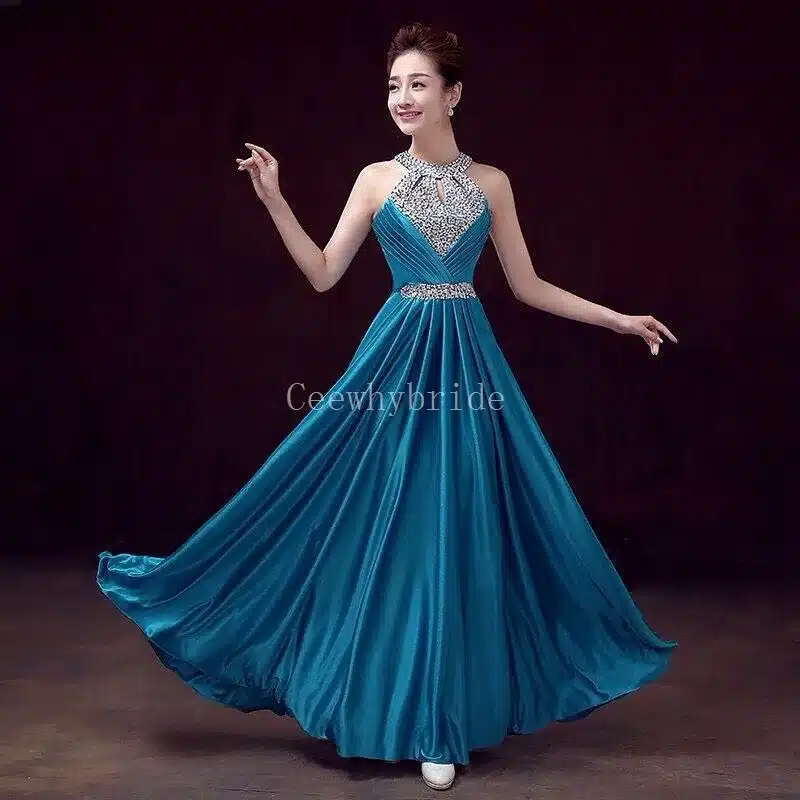 CEEWHY Crystal Vestido de Festa de Casamento 2017 Long Bridesmaid Dresses for Wedding Party Satin Sexy Formal Prom Party Gowns 6