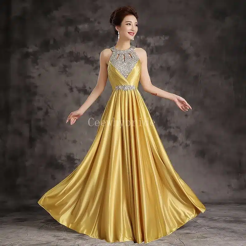 CEEWHY Crystal Vestido de Festa de Casamento 2017 Long Bridesmaid Dresses for Wedding Party Satin Sexy Formal Prom Party Gowns 7