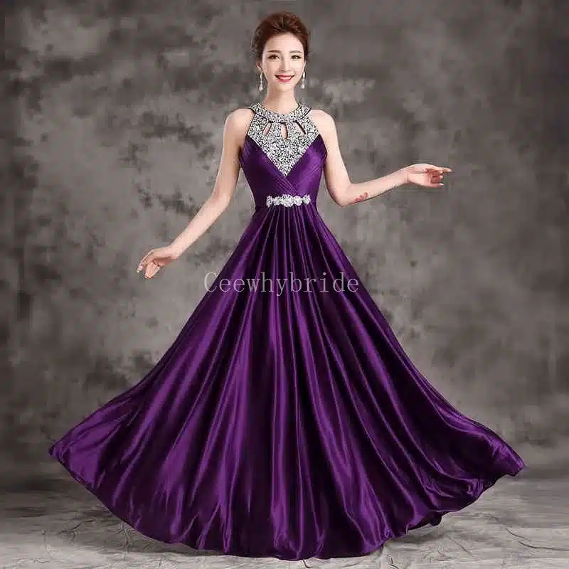 CEEWHY Crystal Vestido de Festa de Casamento 2017 Long Bridesmaid Dresses for Wedding Party Satin Sexy Formal Prom Party Gowns 8