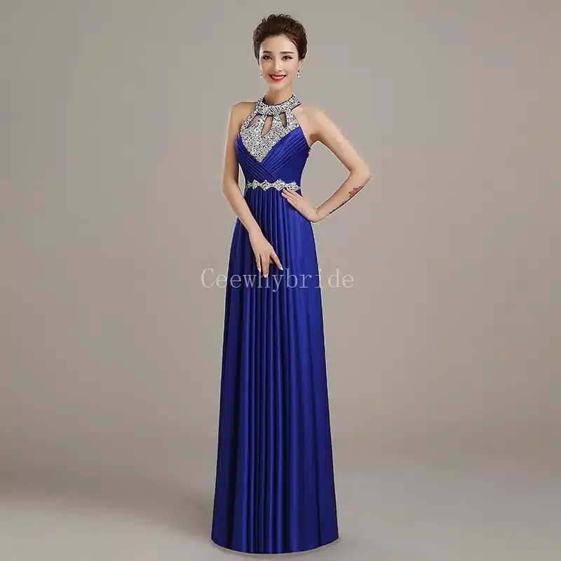 CEEWHY Crystal Vestido de Festa de Casamento 2017 Long Bridesmaid Dresses for Wedding Party Satin Sexy Formal Prom Party Gowns 9