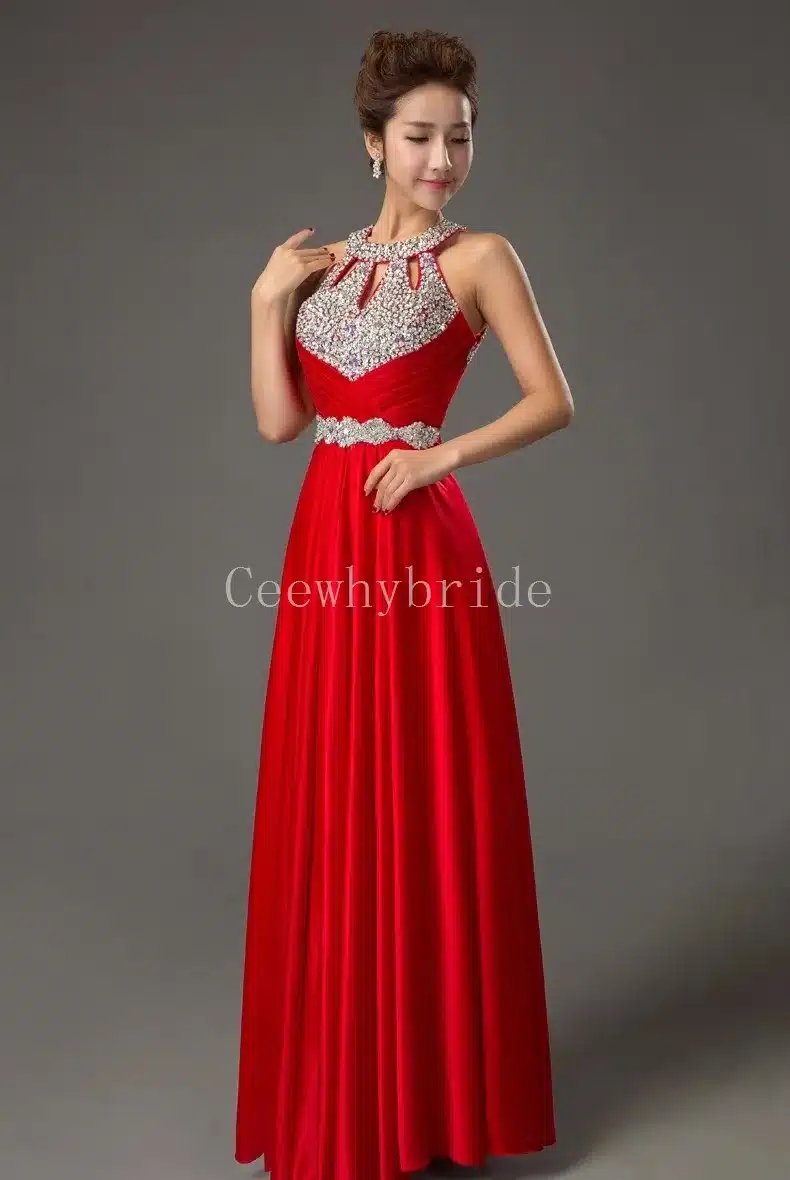 CEEWHY Crystal Vestido de Festa de Casamento 2017 Long Bridesmaid Dresses for Wedding Party Satin Sexy Formal Prom Party Gowns 12