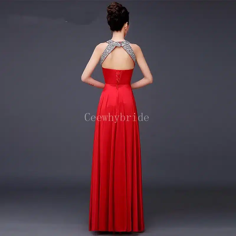 CEEWHY Crystal Vestido de Festa de Casamento 2017 Long Bridesmaid Dresses for Wedding Party Satin Sexy Formal Prom Party Gowns 13