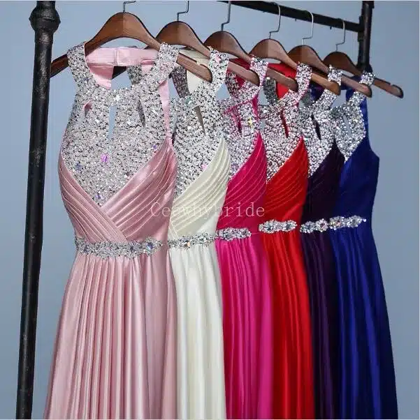 CEEWHY Crystal Vestido de Festa de Casamento 2017 Long Bridesmaid Dresses for Wedding Party Satin Sexy Formal Prom Party Gowns 17