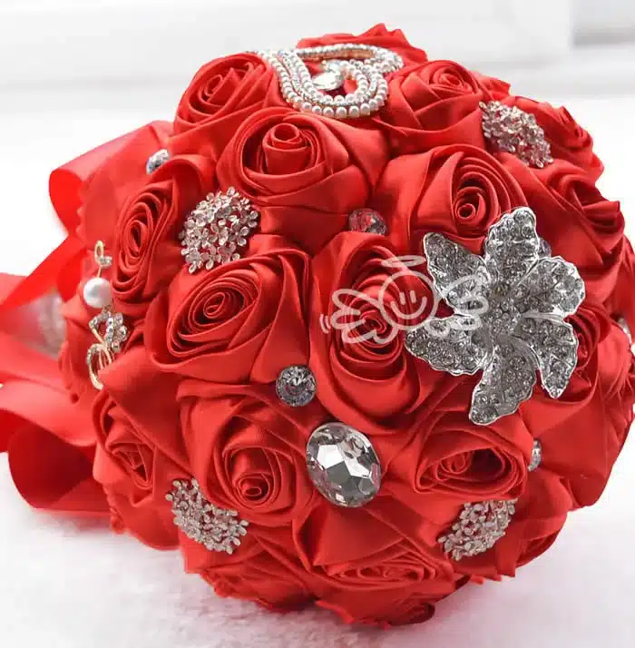 Kyunovia In stock Stunning Wedding flowers White Bridesmaid Bridal Bouquets artificial Rose Wedding Bouquet FW139 14
