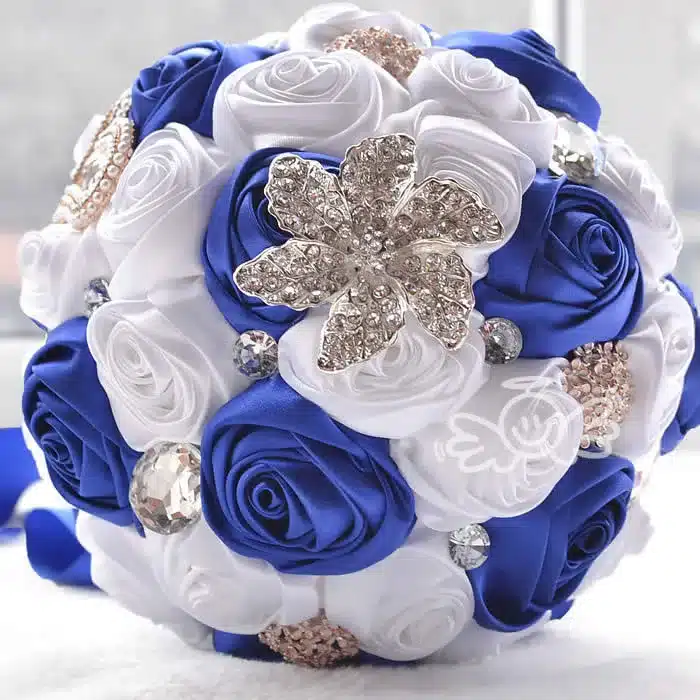 Kyunovia In stock Stunning Wedding flowers White Bridesmaid Bridal Bouquets artificial Rose Wedding Bouquet FW139 16