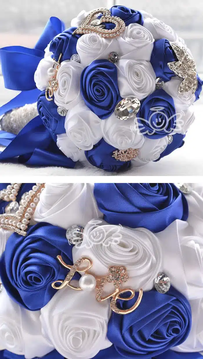 Kyunovia In stock Stunning Wedding flowers White Bridesmaid Bridal Bouquets artificial Rose Wedding Bouquet FW139 18