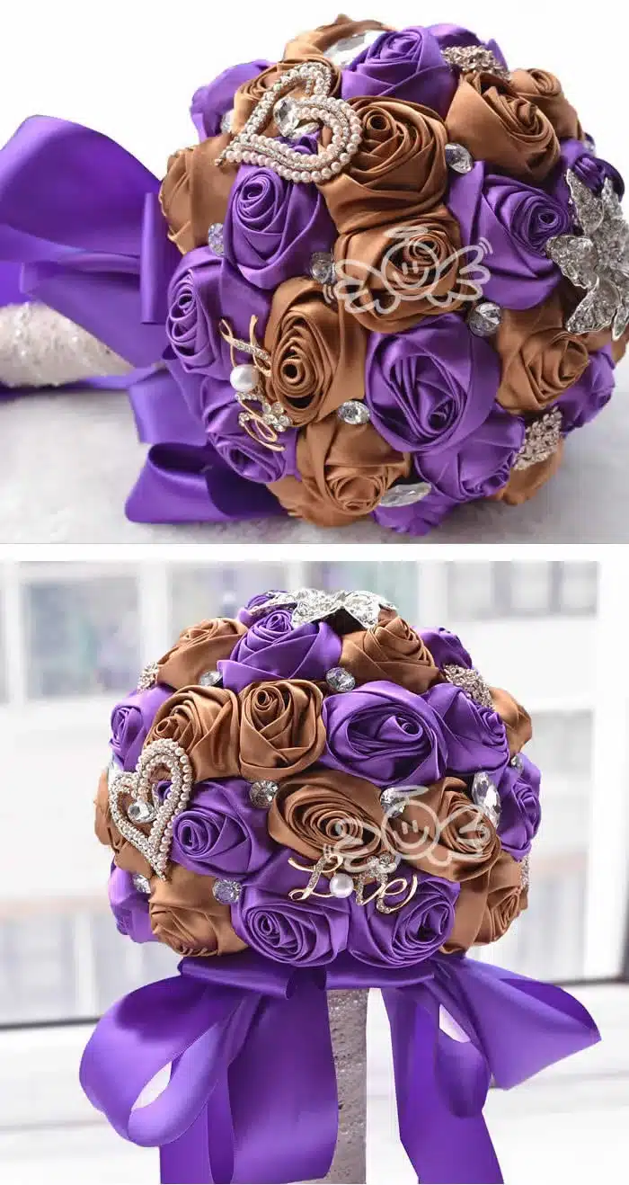 Kyunovia In stock Stunning Wedding flowers White Bridesmaid Bridal Bouquets artificial Rose Wedding Bouquet FW139 35