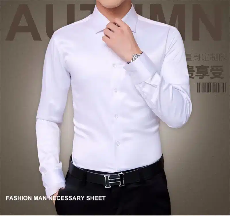 Plus Size 5XL 2017 New Men's Luxury Shirts Wedding Party Dress Long Sleeve Shirt Silk Tuxedo Shirt Men Mercerized Cotton Shirt 13