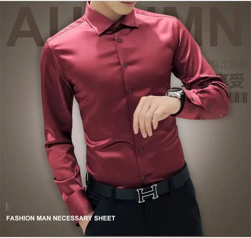 Plus Size 5XL 2017 New Men's Luxury Shirts Wedding Party Dress Long Sleeve Shirt Silk Tuxedo Shirt Men Mercerized Cotton Shirt 15