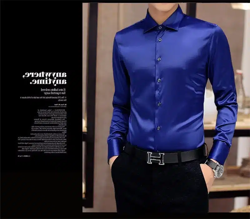 Plus Size 5XL 2017 New Men's Luxury Shirts Wedding Party Dress Long Sleeve Shirt Silk Tuxedo Shirt Men Mercerized Cotton Shirt 25