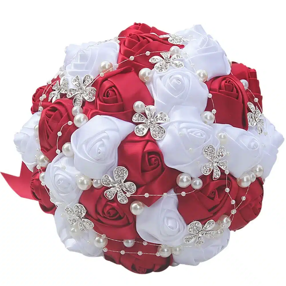 WifeLai-A 1Piece Best Selling Wine Red Artificial Flower Bridal Bouquets Crystal Pearls Bridesmaid Bridal Wedding Bouquets W224 27